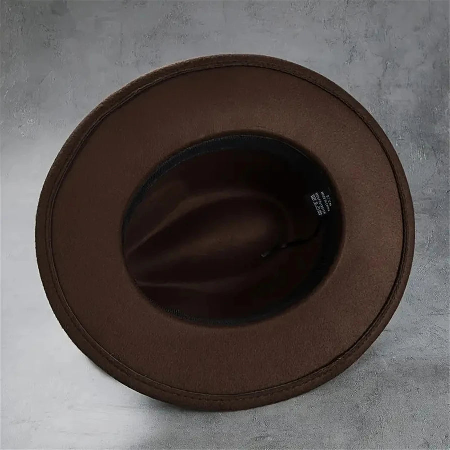 Western Cowboy Hat with Leather Buckle