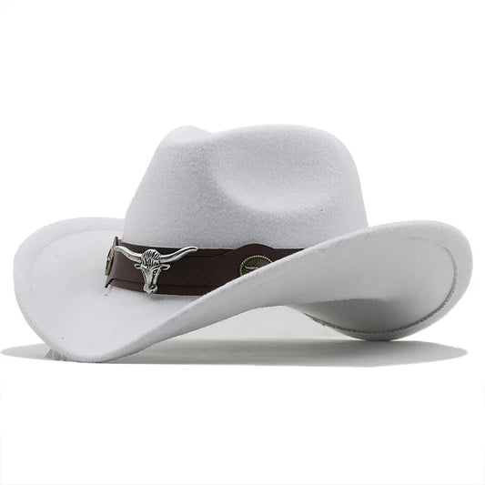 Women's Cowboy Style Leather Hat - HAT MARTS