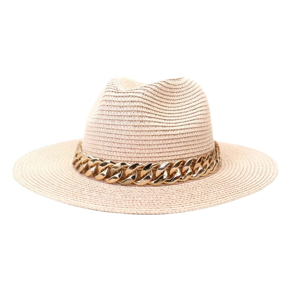 Women's Panama Straw Hat with Chain