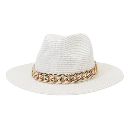 Women's Panama Straw Hat with Chain