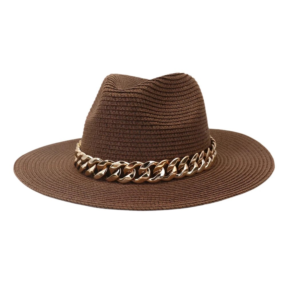 Women's Panama Straw Hat with Chain