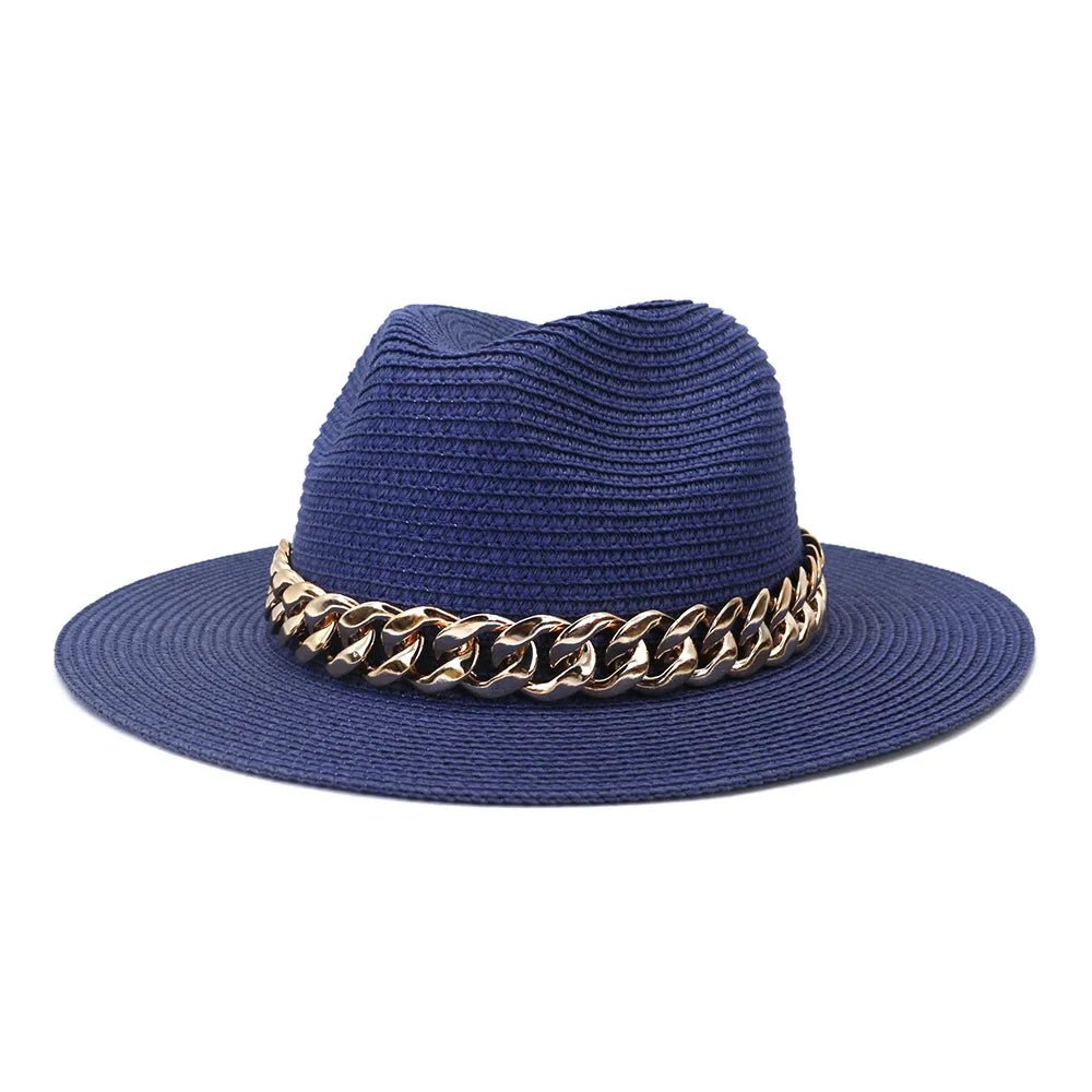 Women's Panama Straw Hat with Chain