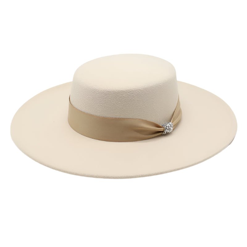 Women's White Satin Fedora with Bow