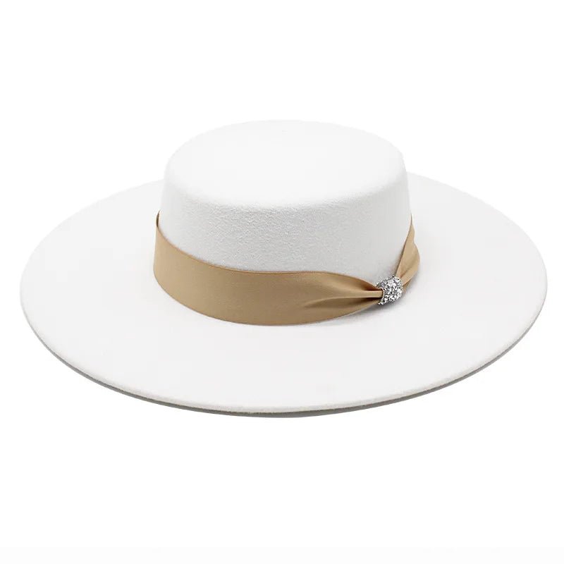 Women's White Satin Fedora with Bow