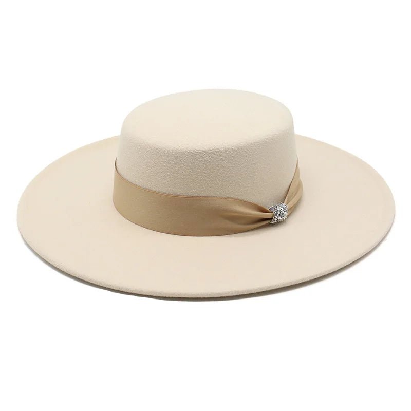 Women's White Satin Fedora with Bow