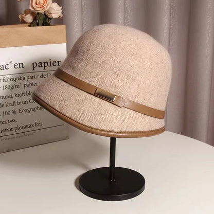 Women's Woolen Patchwork Bowler Hat