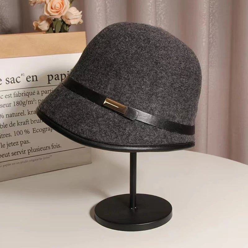 Women's Woolen Patchwork Bowler Hat