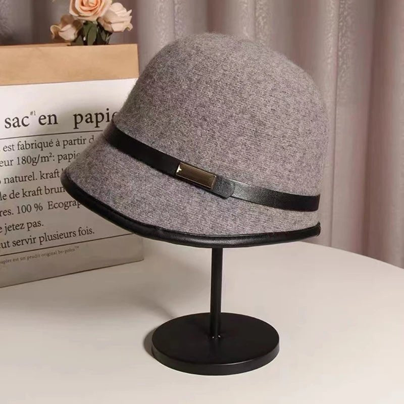 Women's Woolen Patchwork Bowler Hat