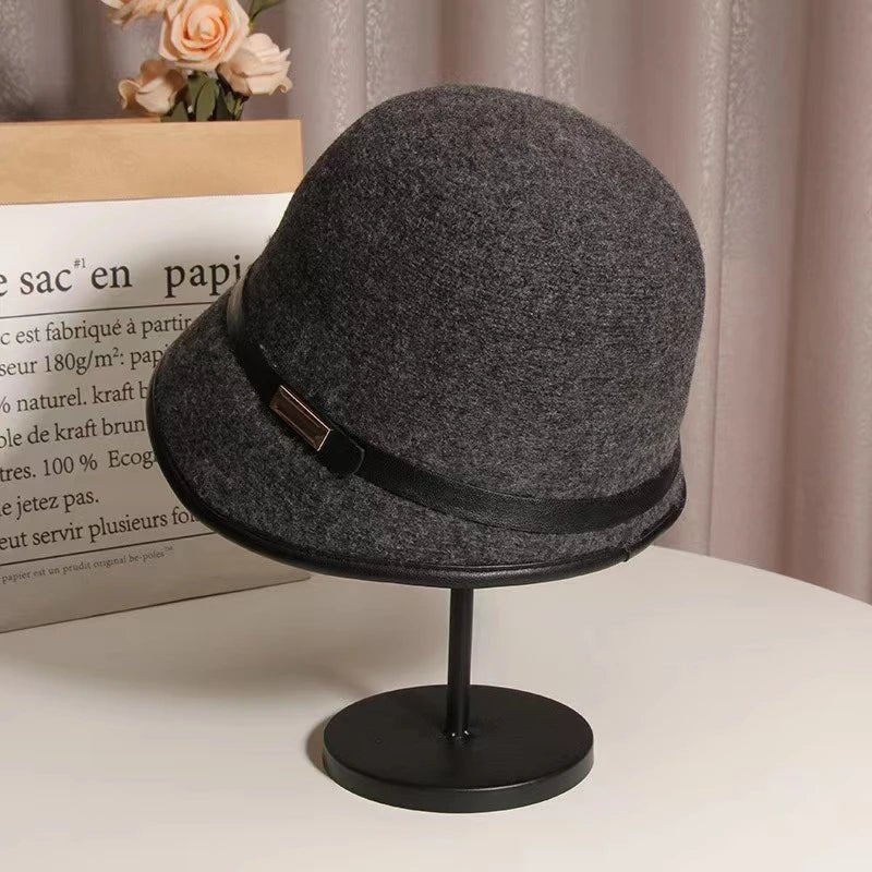 Women's Woolen Patchwork Bowler Hat