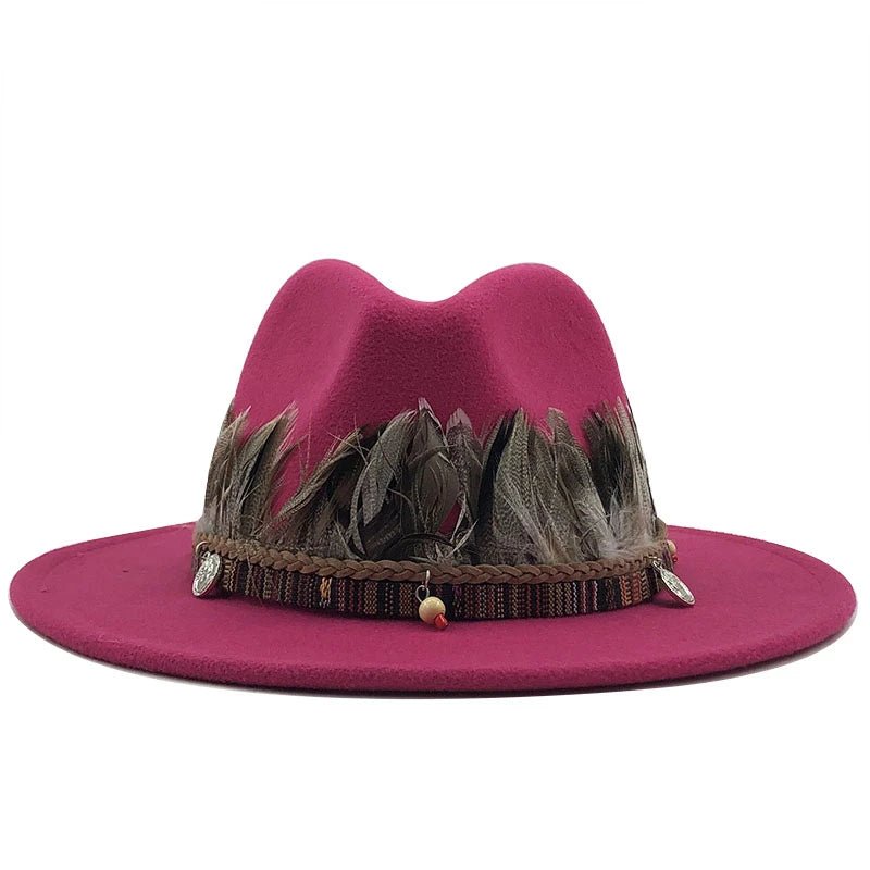 Wool Fedora Hat with Feather