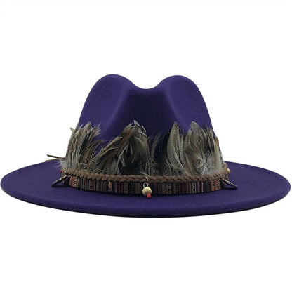 Wool Fedora Hat with Feather