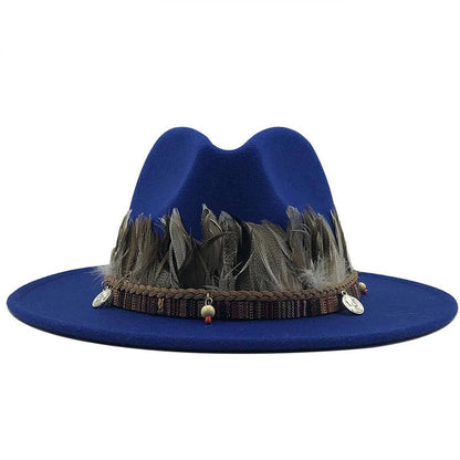 Wool Fedora Hat with Feather