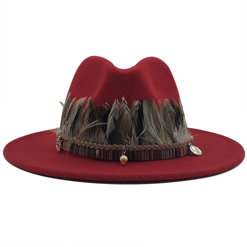 Wool Fedora Hat with Feather