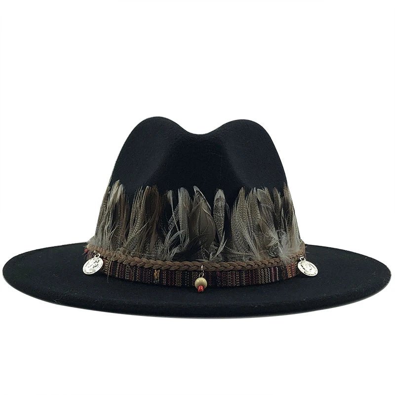 Wool Fedora Hat with Feather