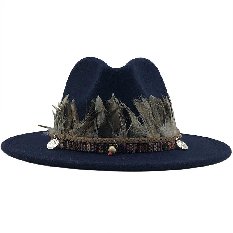 Wool Fedora Hat with Feather