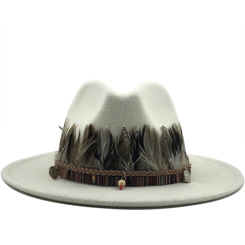 Wool Fedora Hat with Feather