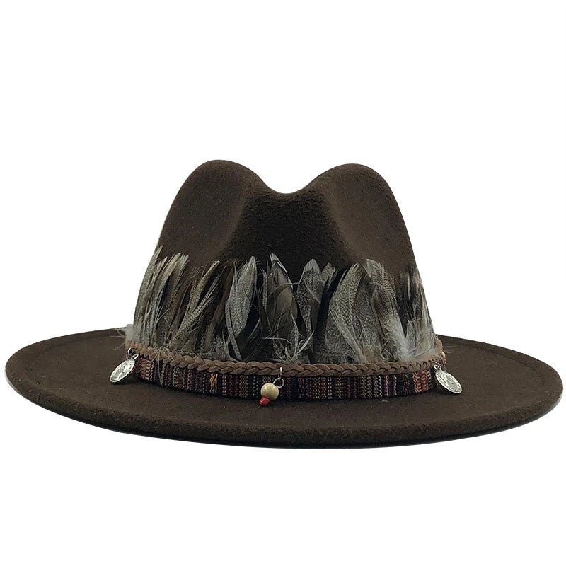 Wool Fedora Hat with Feather