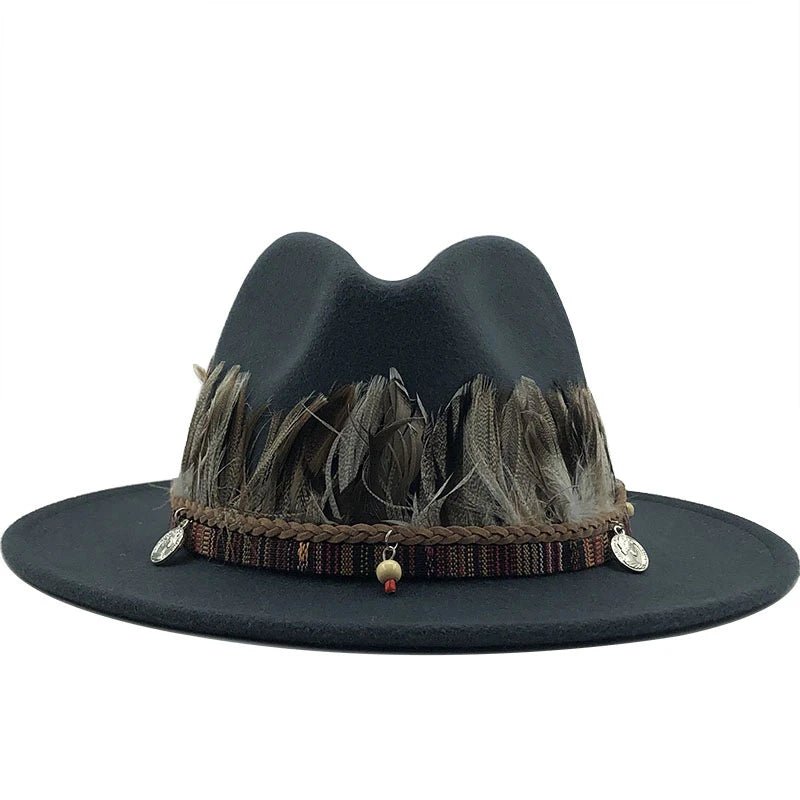 Wool Fedora Hat with Feather