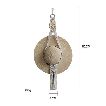 Woven Boho Hat Hanger, Wall Mounted